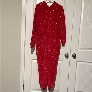 Red Reindeer Onesie w/ White Polka Dots